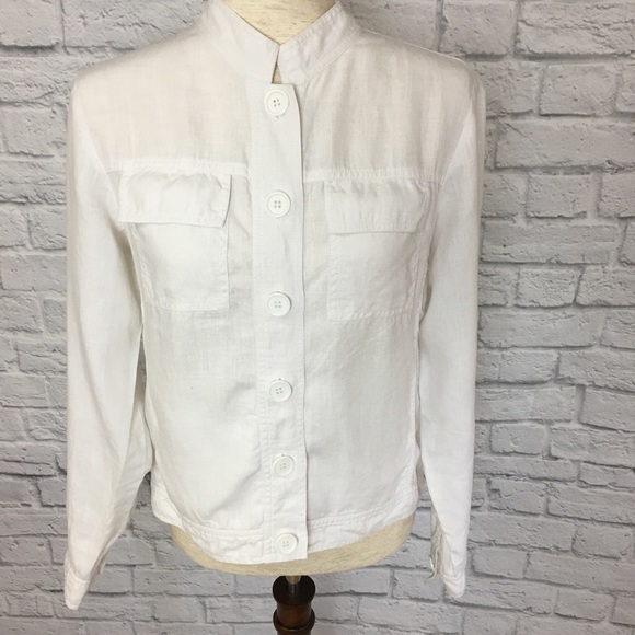 R White linen button jacket, size 8 - Picture 3 of 8